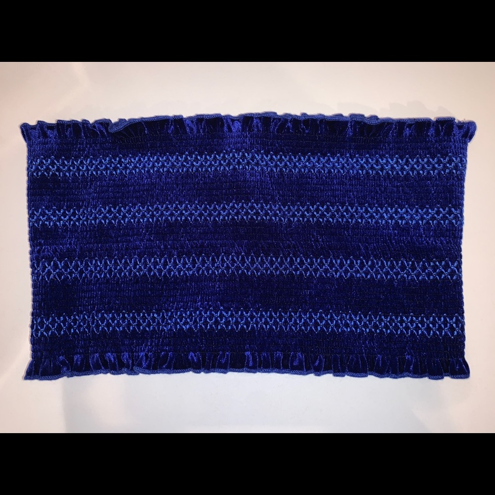 Blue Velvet Textured Tube Top